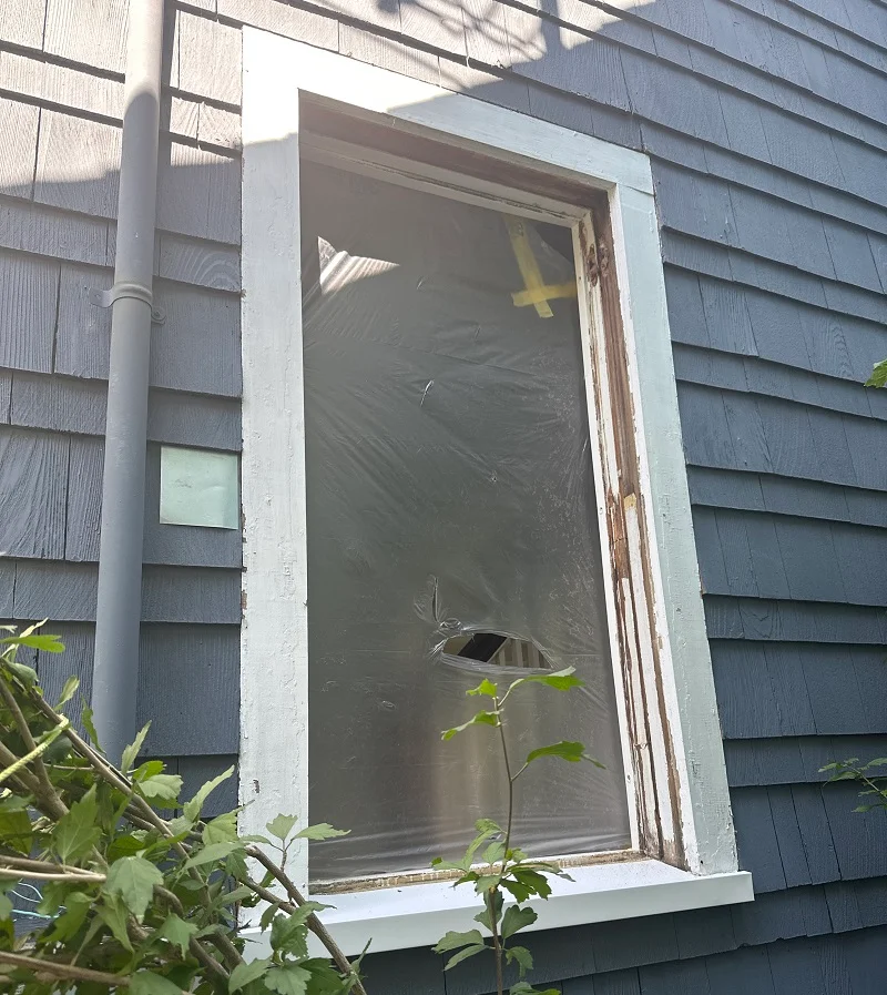 Plastic used to keep the interior clean during window demo